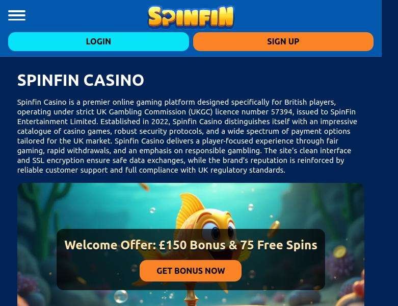 Get Instant Access to Spinfin Casino Online in the UK